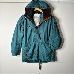 Obermeyer Teal Jacket with Multicolor Collar